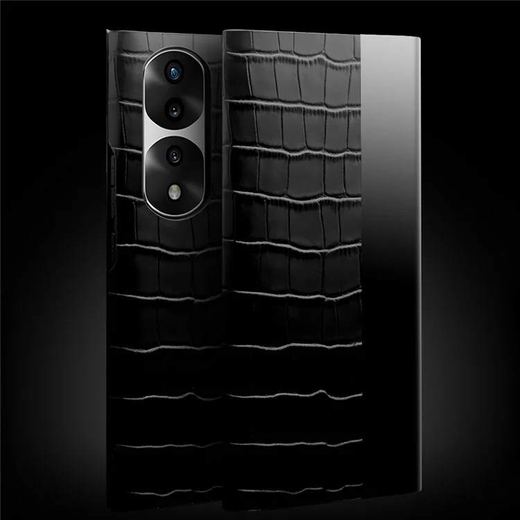 Qialino Pour L'honneur 70 5G Couverture Téléphonique Bien Protégé, Vue Voir la Fenêtre Crocodile Texture Volio Folio en Cuir Flip Auto Wake / Sleep Case - le Noir