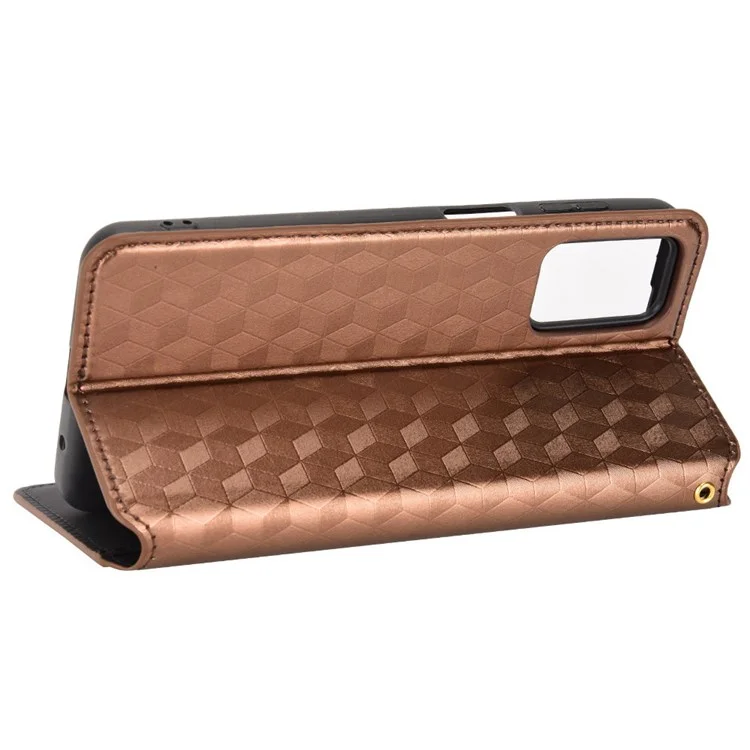 Para Motorola Moto G42 4G Rhombus Padrão Impresso PU Cear - Castanho