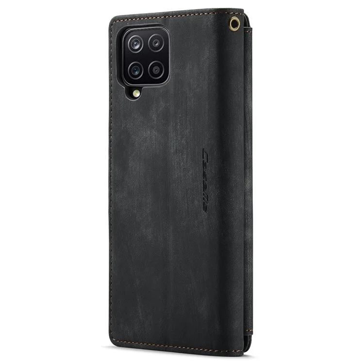 Serie Caseme C30 Para Samsung Galaxy A12/A12 (India) Billetera de Bolsillo de la Cremallera Del Teléfono Con Múltiples Ranuras Para Tarjetas Cerrar Automáticamente la Cubierta Del Teléfono de Cuero Magnetic PU - Negro