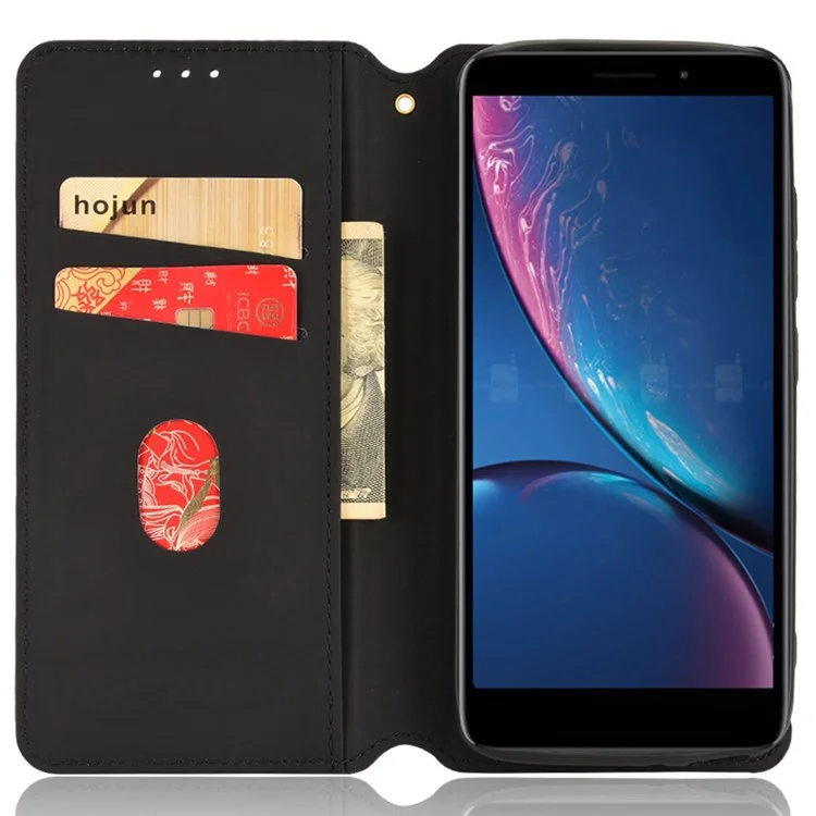 Para Pimenta Serrano Hot 3 PU Leather Stand Wallet Case Rhombus Imprint Magnetic Auto Closing Phone Drop-proof Cover - Vermelho