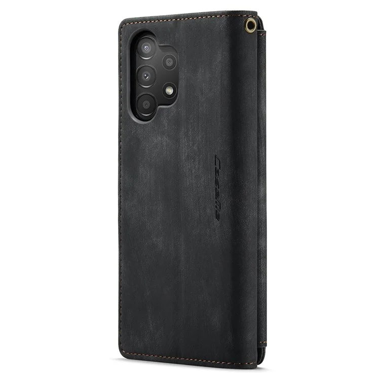 For Samsung Galaxy A13 4G / 5G / A04s 4G (164.7mm) Phone Cases with Strap CASEME C30 Zipper Multiple Card Holder PU Leather Cover - Black