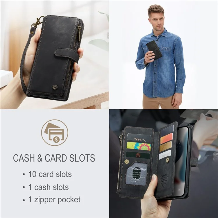 Caseme C30 Series Для Iphone 13 Pro Max 6,7 Дюйма Drop-proof Pocket Pocket Wallet Case Function Function PU - Черный
