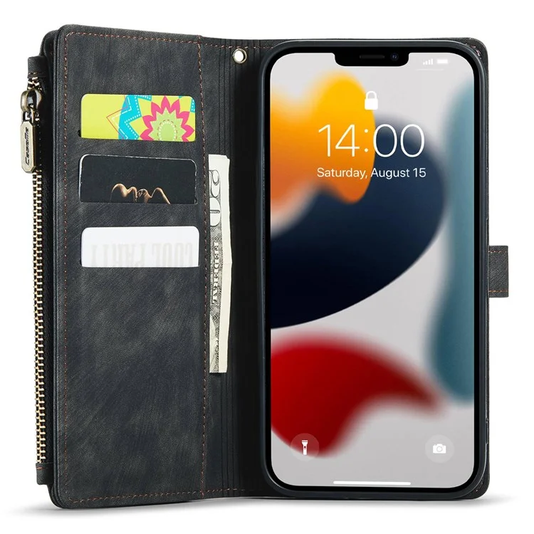 Caseme C30 Series Для Iphone 13 Pro Max 6,7 Дюйма Drop-proof Pocket Pocket Wallet Case Function Function PU - Черный