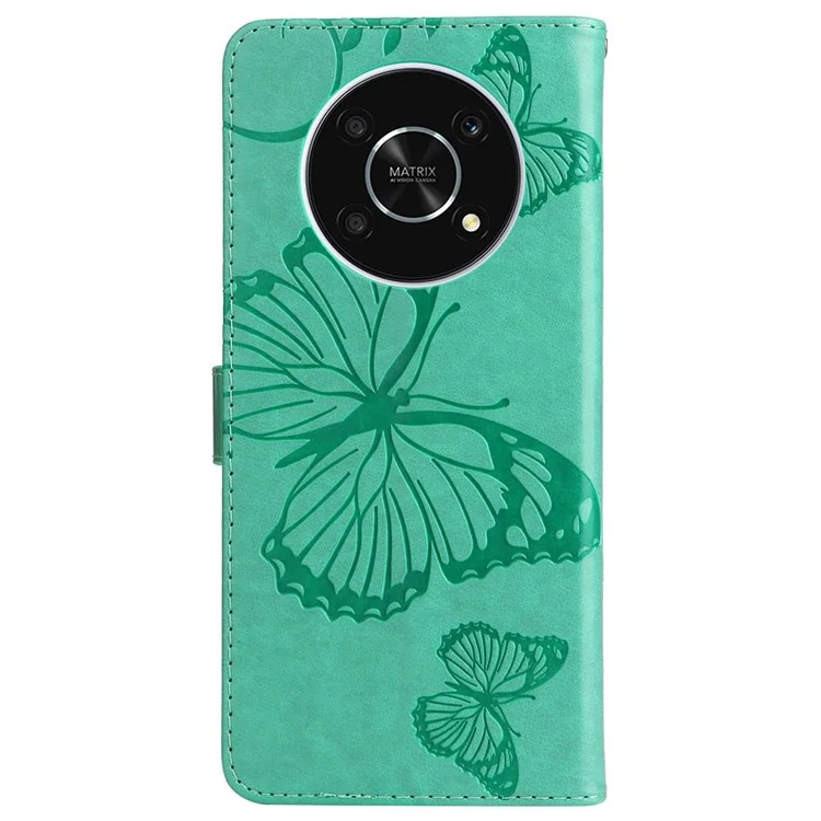 KT Leather Series-2 для Honor X9 5G/X30 5G/Magic 4 Lite 5G Butterfly Imprinted PU Leather Wallet Case Stand Anti-wear Phone Flip Cover - Зеленый