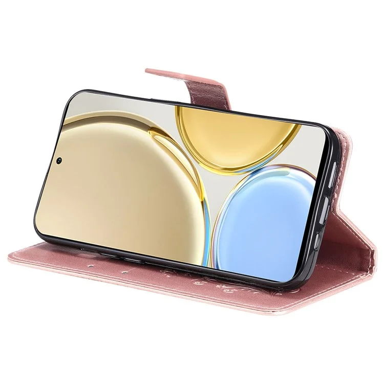 KT in Pelle Serie 2 Per Honor X9 5G/X30 5G/Magic 4 Lite 5G Butterfly Impronta PU Paformazione Pullotto Pullotto Pacchia - Oro Rosa