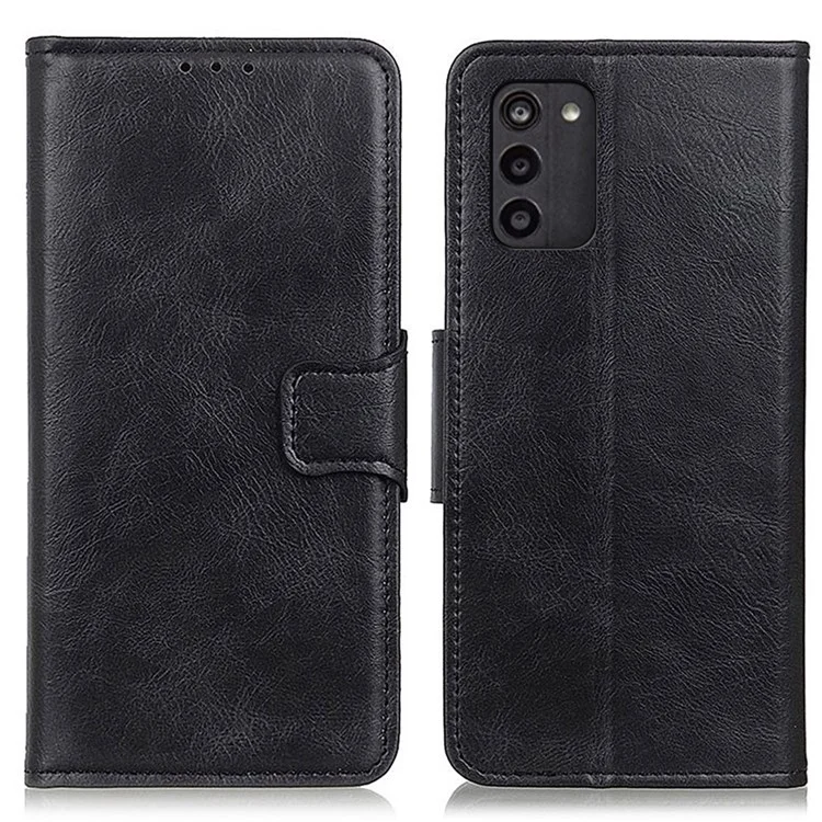 For Nokia G100 Anti-fall Phone Flip Wallet Case Stand Function Crazy Horse Texture Magnetic PU Leather Mobile Phone Shell - Black