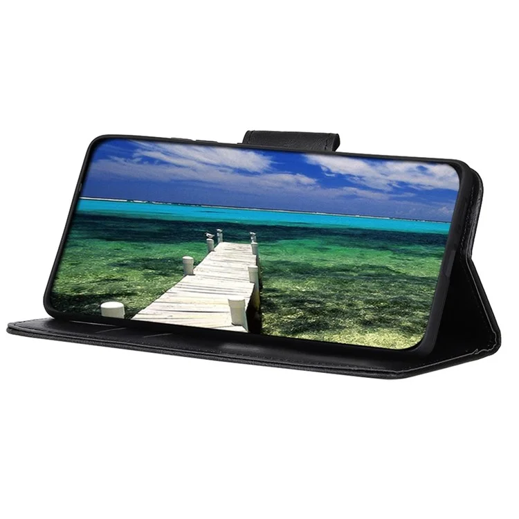For Nokia G100 Anti-fall Phone Flip Wallet Case Stand Function Crazy Horse Texture Magnetic PU Leather Mobile Phone Shell - Black