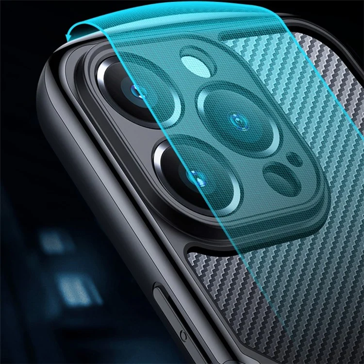 XUNDD for iPhone 13 Pro Max 6.7 inch Anti-drop Matte Phone Case with Camera Protection Carbon Fiber Texture Acrylic + TPU Strengthen Four Corners Back Cover - Black
