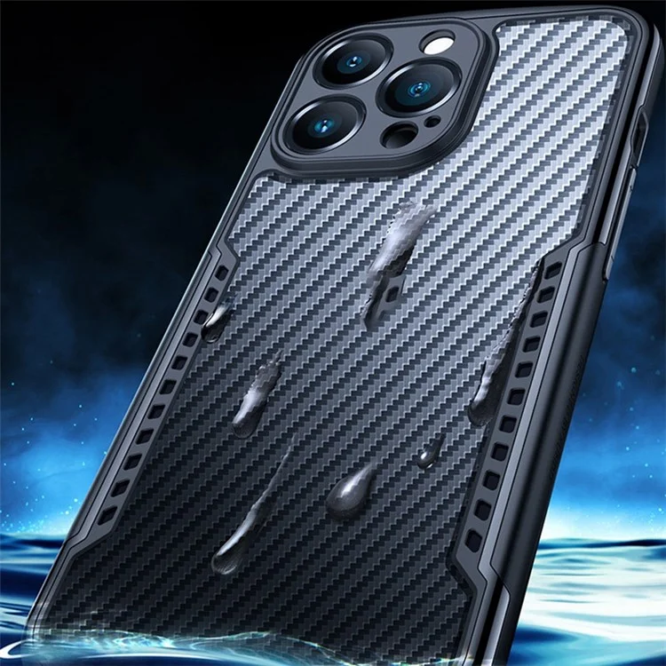 XUNDD for iPhone 13 Pro Max 6.7 inch Anti-drop Matte Phone Case with Camera Protection Carbon Fiber Texture Acrylic + TPU Strengthen Four Corners Back Cover - Green