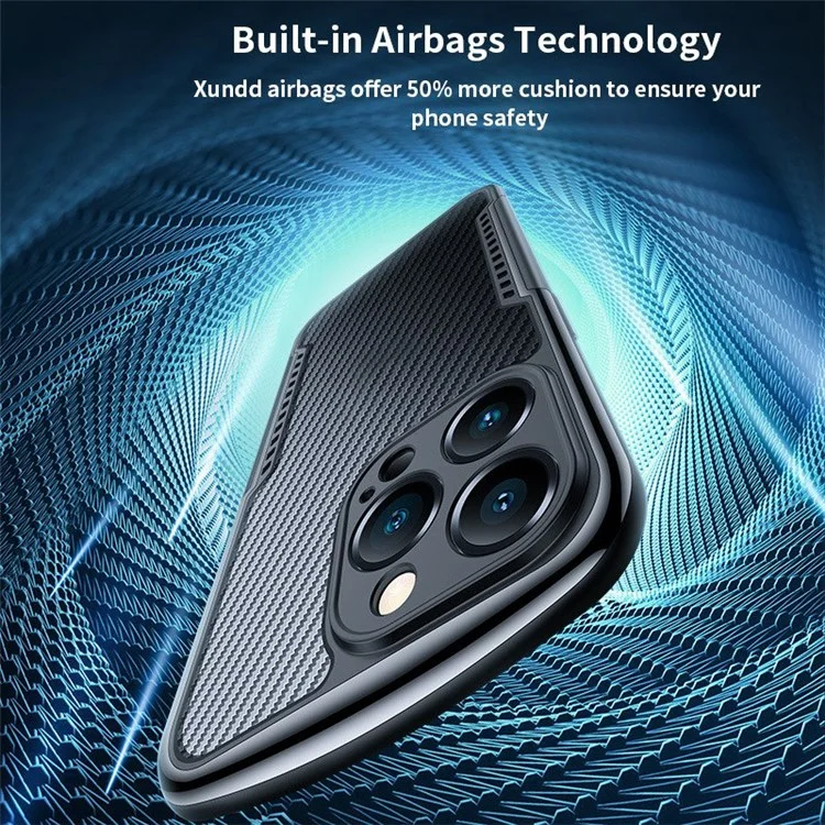 XUNDD for iPhone 13 Pro Max 6.7 inch Anti-drop Matte Phone Case with Camera Protection Carbon Fiber Texture Acrylic + TPU Strengthen Four Corners Back Cover - Green