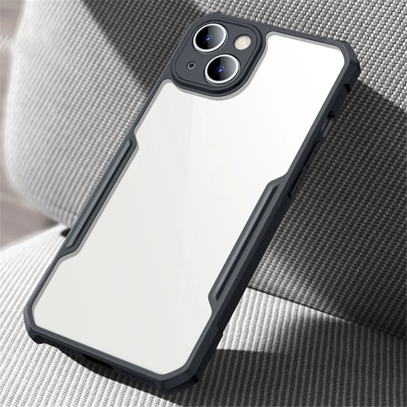 XUNDD for iPhone 13 6.1 inch Scratch-resistant Anti-fall Precise Cutouts Soft Phone Cover Acrylic + TPU Airbag Anti-drop Case - Black