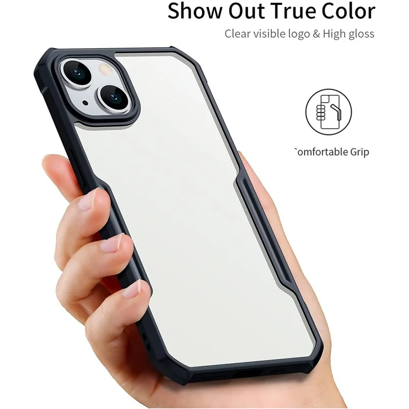 XUNDD for iPhone 13 6.1 inch Scratch-resistant Anti-fall Precise Cutouts Soft Phone Cover Acrylic + TPU Airbag Anti-drop Case - Black