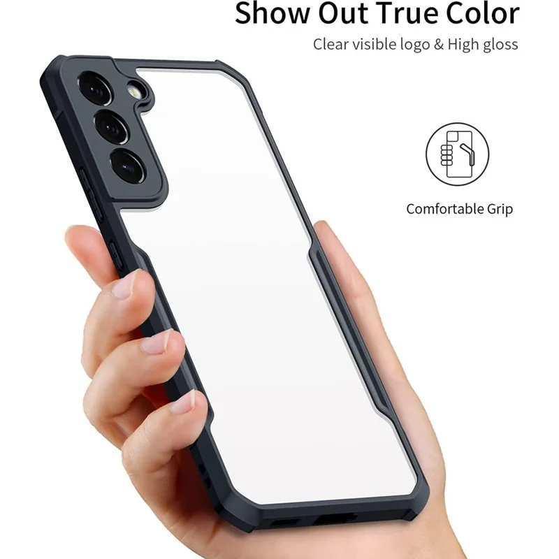 XUNDD for Samsung Galaxy S22+ 5G Lens Protection Corner Anti-fall Phone Case Acrylic Back + TPU Bumper Frame Protective Phone Shell