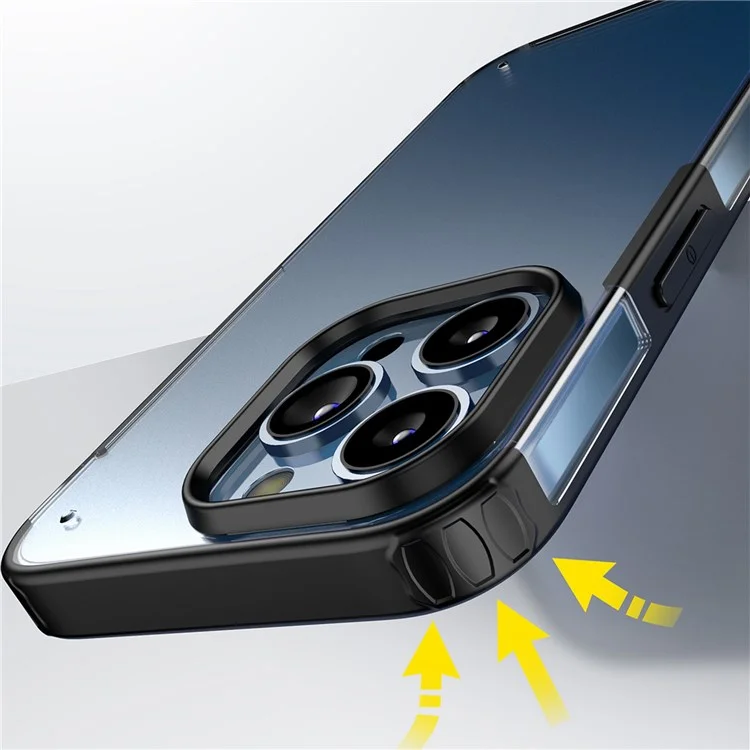 For iPhone 14 Pro Max 6.7 inch Armor Series Anti-scratch Anti-drop Matte Case Hard PC + Soft TPU Protective Mobile Phone Shell - Black