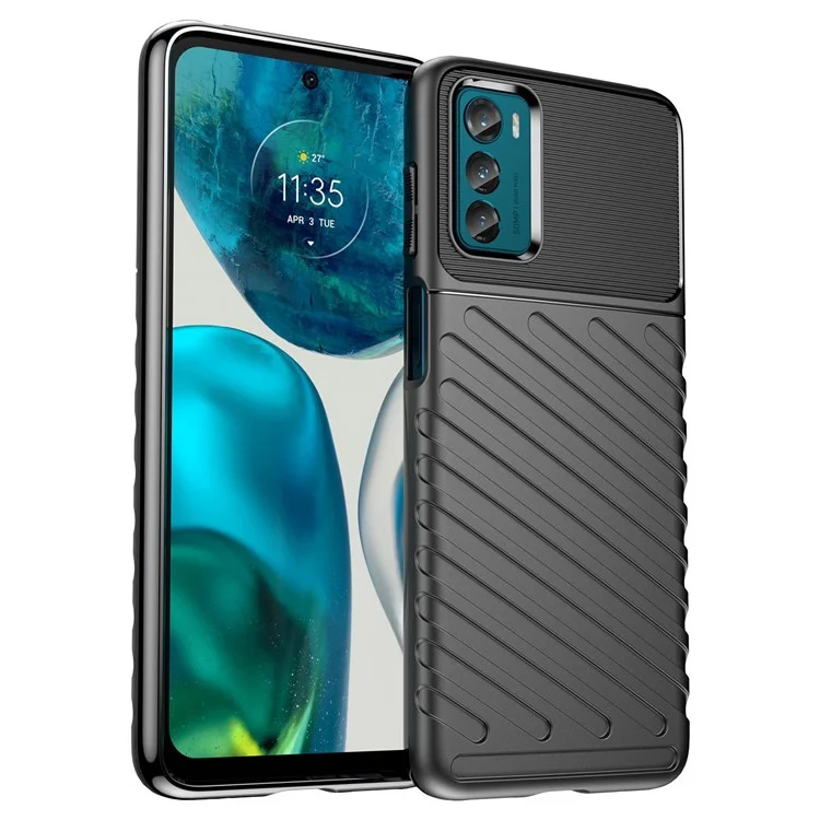 Capa Reforçada de TPU Série Thunder para Motorola Moto G42 4G, Textura de Tecido Twill Anti-Deslizante Anti-Queda, Protetor de Telefone - Preto
