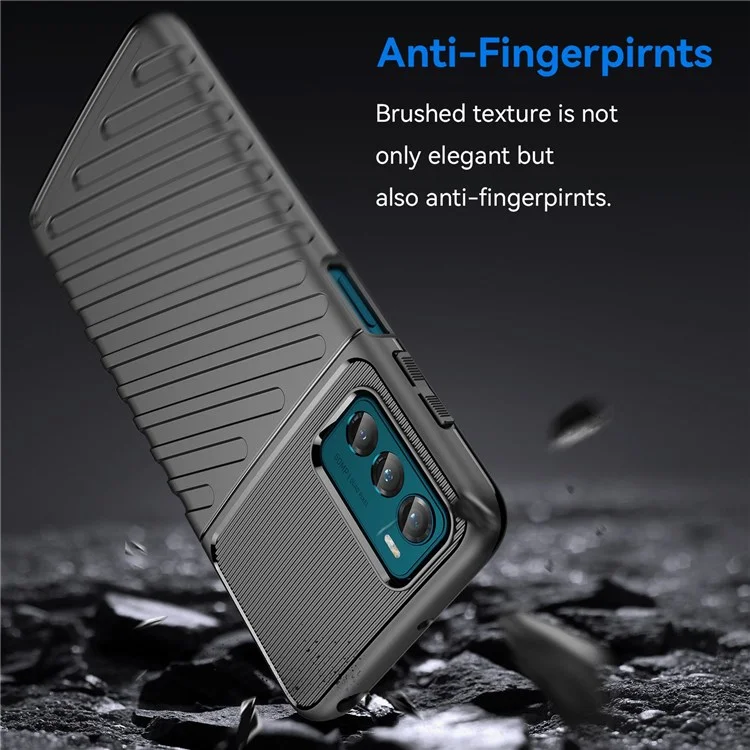 Capa Reforçada de TPU Série Thunder para Motorola Moto G42 4G, Textura de Tecido Twill Anti-Deslizante Anti-Queda, Protetor de Telefone - Preto