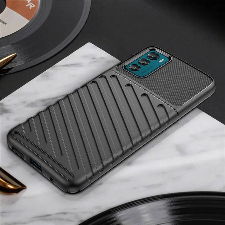 Capa Reforçada de TPU Série Thunder para Motorola Moto G42 4G, Textura de Tecido Twill Anti-Deslizante Anti-Queda, Protetor de Telefone - Preto