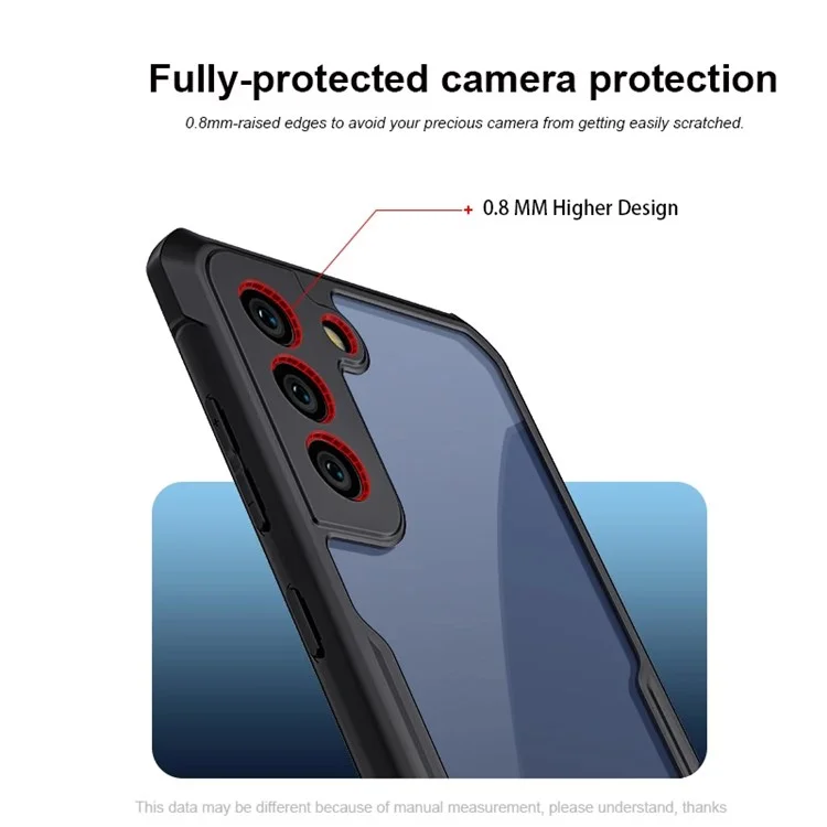 XUNDD pour Samsung Galaxy S21 FE 5G Coque de téléphone anti-usure avec technologie airbag intégrée Anti-chute Acrylique + Boîtier de téléphone portable en TPU avec protection de l'objectif de la caméra