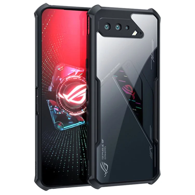 XUNDD pour Asus ROG Phone 5/5s Coque de téléphone anti-chute Renfort des quatre coins Couverture arrière en acrylique + coque de protection TPU - Noir