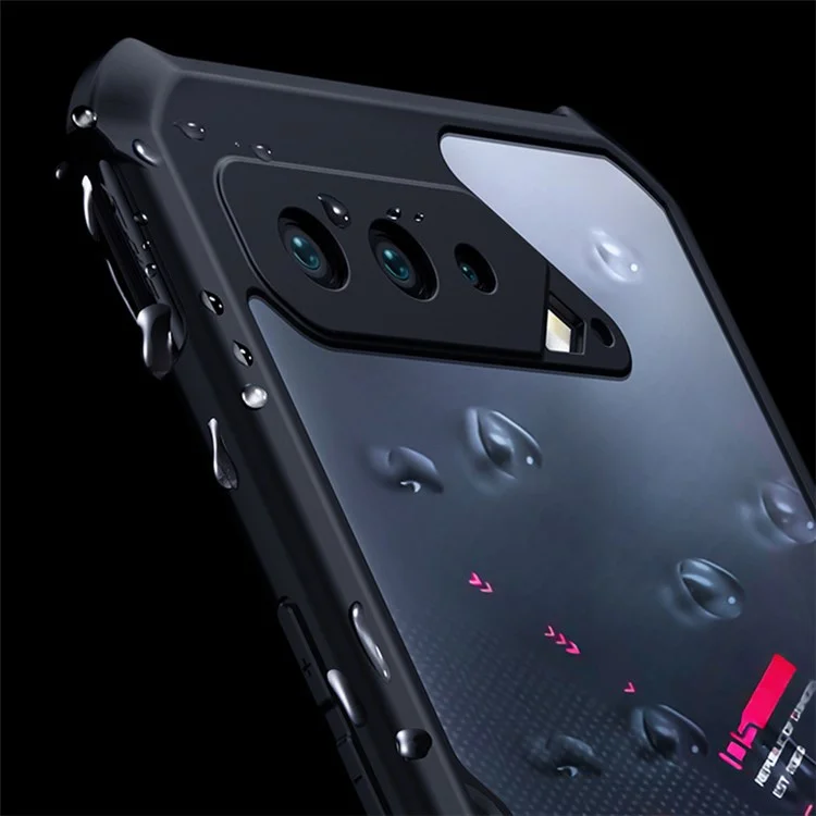 XUNDD pour Asus ROG Phone 5/5s Coque de téléphone anti-chute Renfort des quatre coins Couverture arrière en acrylique + coque de protection TPU - Noir