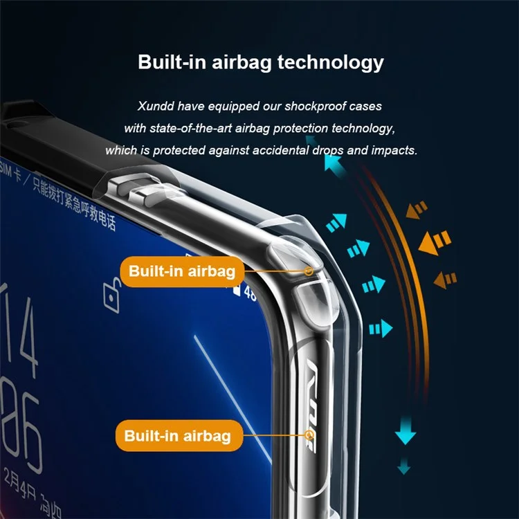 XUNDD pour Asus ROG Phone 5/5s Coque de téléphone anti-chute Renfort des quatre coins Couverture arrière en acrylique + coque de protection TPU - Noir