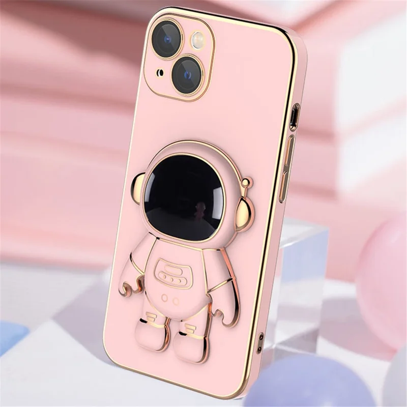 Astronaut Kickstand Phone Case for iPhone 13 mini 5.4 inch, Anti-scratch Electroplating TPU Back Cover - Black