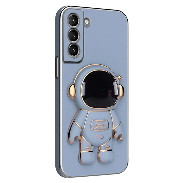 Pour Samsung Galaxy S22 5G Electroplate Astronaut Kickstand TPU Case Anti-drop Shell Phone Shell - Bleu