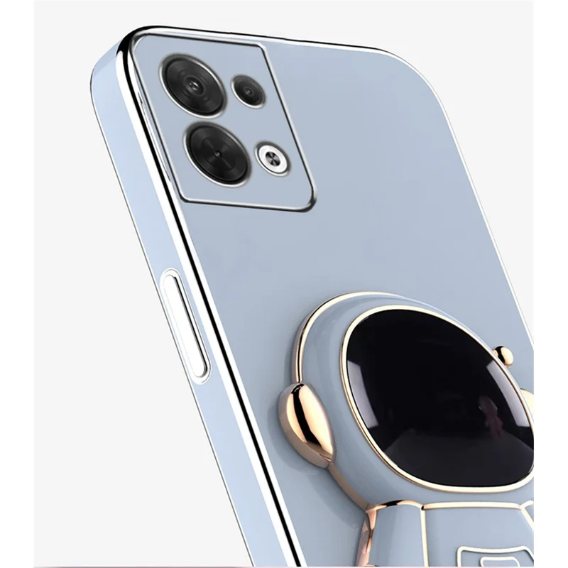 Astronaut Kickstand TPU Cover for Oppo Reno8 5G / Reno8 5G (Global Version), Electroplating Edge Shockproof Phone Case Protector - Purple
