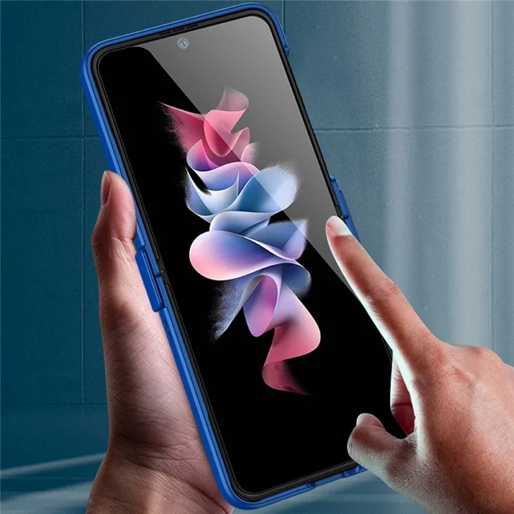Жесткий чехол с покрытием PC Skin-touch для Samsung Galaxy Z Flip4 5G, защита шарнира с большим вырезом, противоцарапинный чехол для телефона - темно-зеленый
