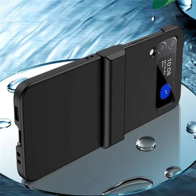Жесткий чехол с покрытием PC Skin-touch для Samsung Galaxy Z Flip4 5G, защита шарнира с большим вырезом, противоцарапинный чехол для телефона - темно-зеленый