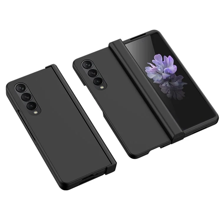 Drop-proof Phone Skin-touch Case for Samsung Galaxy Z Fold4 5G, Folding Hinge Protection Large Cutout Hard PC Back Cover - Black