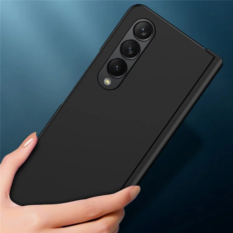 Drop-proof Phone Skin-touch Case für Samsung Galaxy Z Fold4 5G, Folding Hinge Protection Large Cutout Hard PC Back Cover - Schwarz
