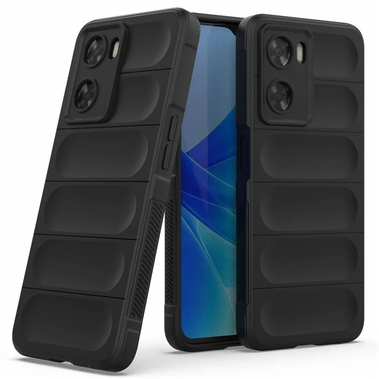 Per Oppo A57 4G / A57s 4G Custodia protettiva per telefono in TPU con design robusto Anti-graffio - Nero