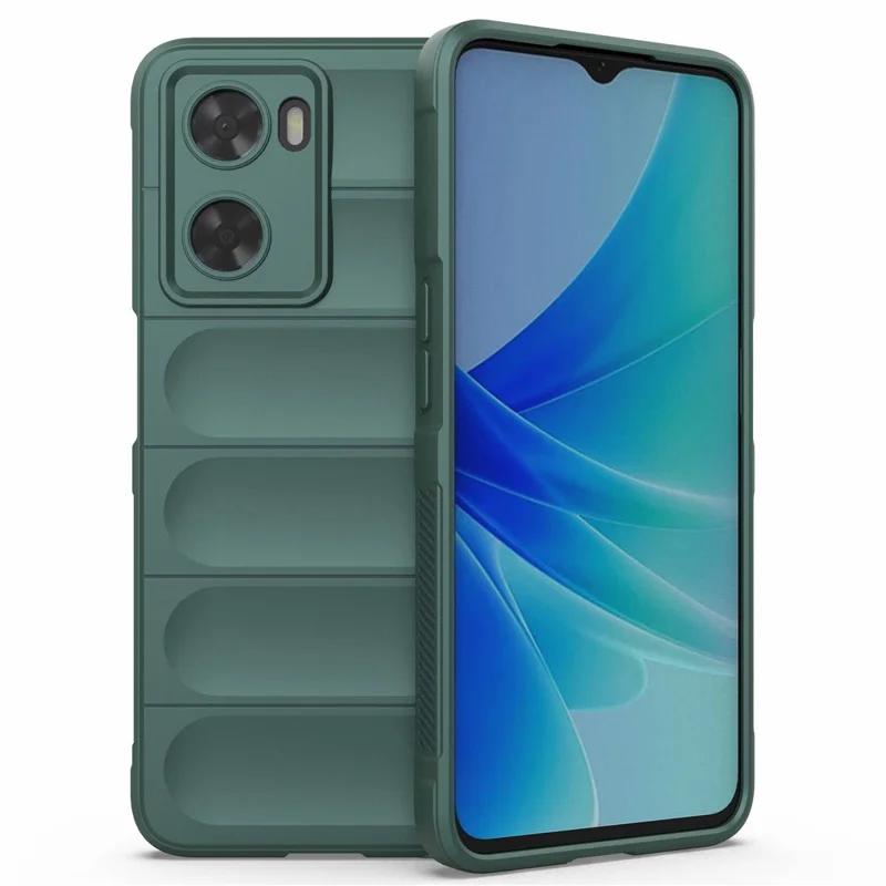 Robuste TPU-Handyhülle für Oppo A57 4G / A57s 4G, kratzfeste Rückseite mit Anti-Rutsch-Griff – Grün