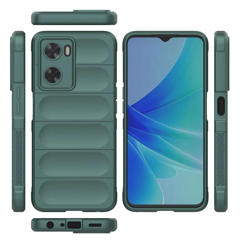 Robuste TPU-Handyhülle für Oppo A57 4G / A57s 4G, kratzfeste Rückseite mit Anti-Rutsch-Griff – Grün