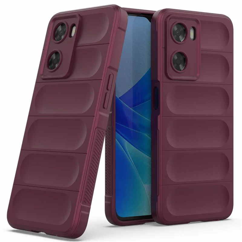 Funda protectora de teléfono TPU resistente para Oppo A57 4G / A57s 4G, cubierta trasera antirrayaduras para smartphone - rojo vino