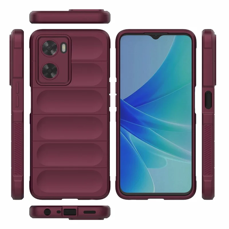 Funda protectora de teléfono TPU resistente para Oppo A57 4G / A57s 4G, cubierta trasera antirrayaduras para smartphone - rojo vino