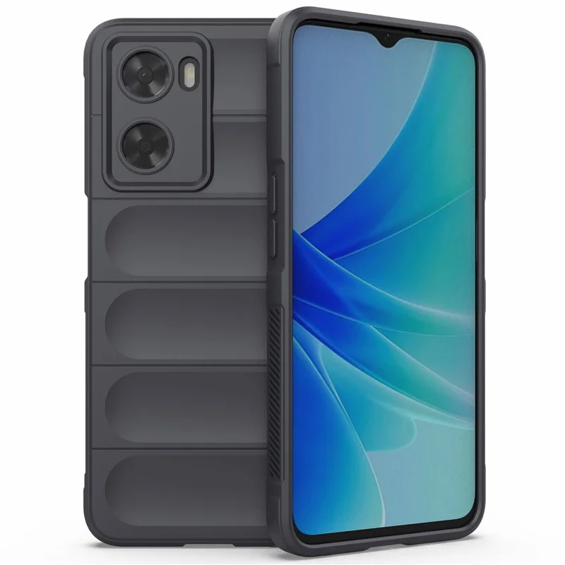 For Oppo A57 4G / A57s 4G Rugged Design TPU Phone Protective Case Anti-scratch Smartphone Back Cover - Dark Grey