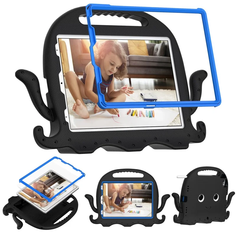 Para iPad Pro 11 (2024) / Pro (2018) / (2020) / (2021) / (2022) Capa de Tablet EVA Octopus com Alça de Ombro - Preto