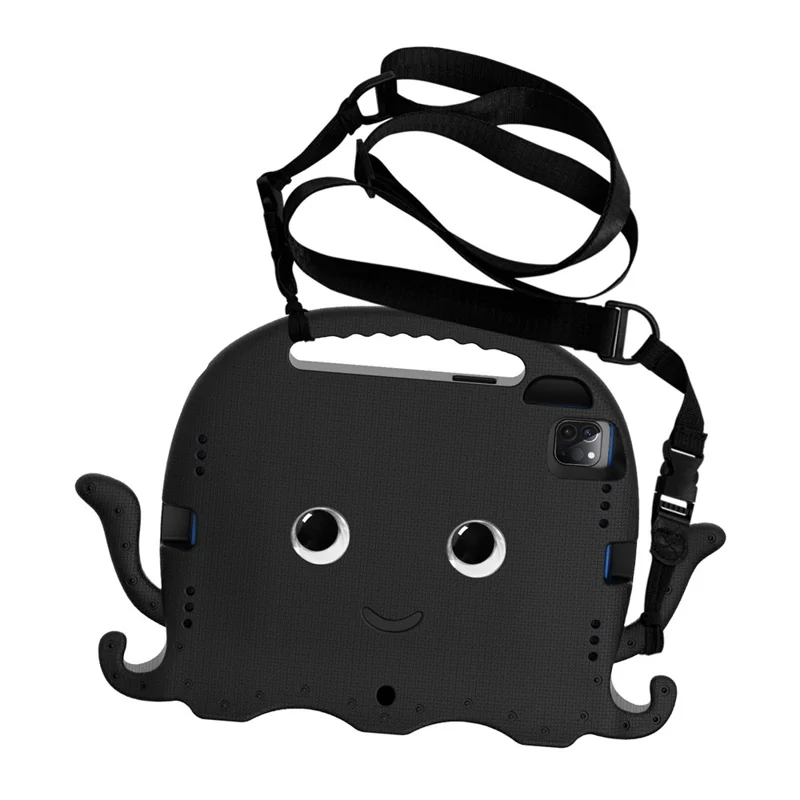 Para iPad Pro 11 (2024) / Pro (2018) / (2020) / (2021) / (2022) Capa de Tablet EVA Octopus com Alça de Ombro - Preto