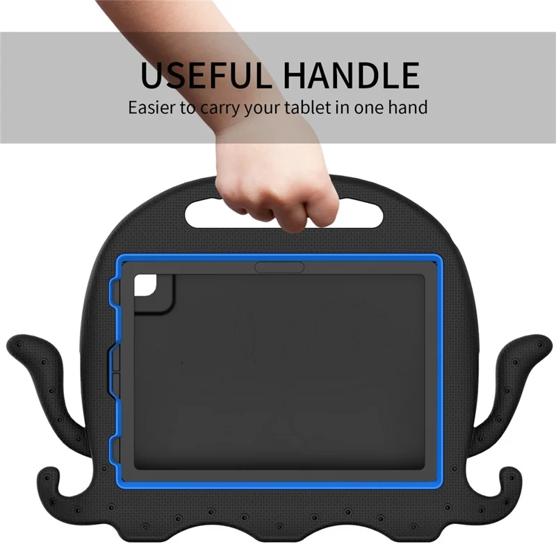 Para iPad Pro 11 (2024) / Pro (2018) / (2020) / (2021) / (2022) Capa de Tablet EVA Octopus com Alça de Ombro - Preto