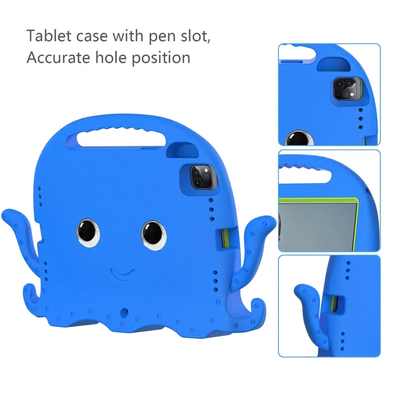 For iPad Pro 11 (2025) / 11 (2024) / Pro (2018) / (2020) / (2021) / (2022) EVA Octopus Tablet Case with Shoulder Strapp - Blue