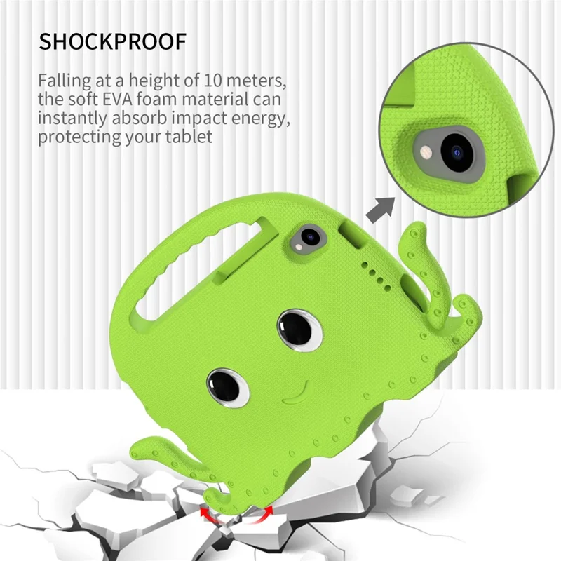 EVA Tablet Case for Lenovo Tab M8 / Tab M8 (4th Gen) 2024 TB-301XU / M8 (4th Gen) 2023 TB-300FU Octopus Case with Shoulder Strap - Green