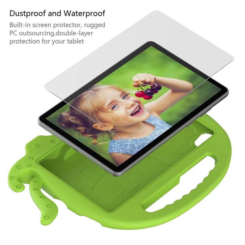 EVA Tablet Case for Lenovo Tab M8 / Tab M8 (4th Gen) 2024 TB-301XU / M8 (4th Gen) 2023 TB-300FU Octopus Case with Shoulder Strap - Green