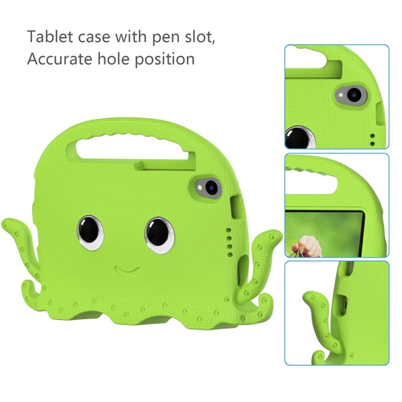 EVA Tablet Case for Lenovo Tab M8 / Tab M8 (4th Gen) 2024 TB-301XU / M8 (4th Gen) 2023 TB-300FU Octopus Case with Shoulder Strap - Green