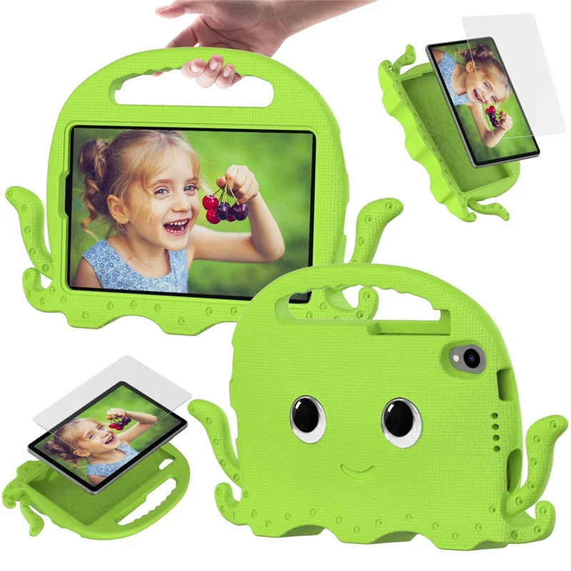 EVA Tablet Case for Lenovo Tab M8 / Tab M8 (4th Gen) 2024 TB-301XU / M8 (4th Gen) 2023 TB-300FU Octopus Case with Shoulder Strap - Green