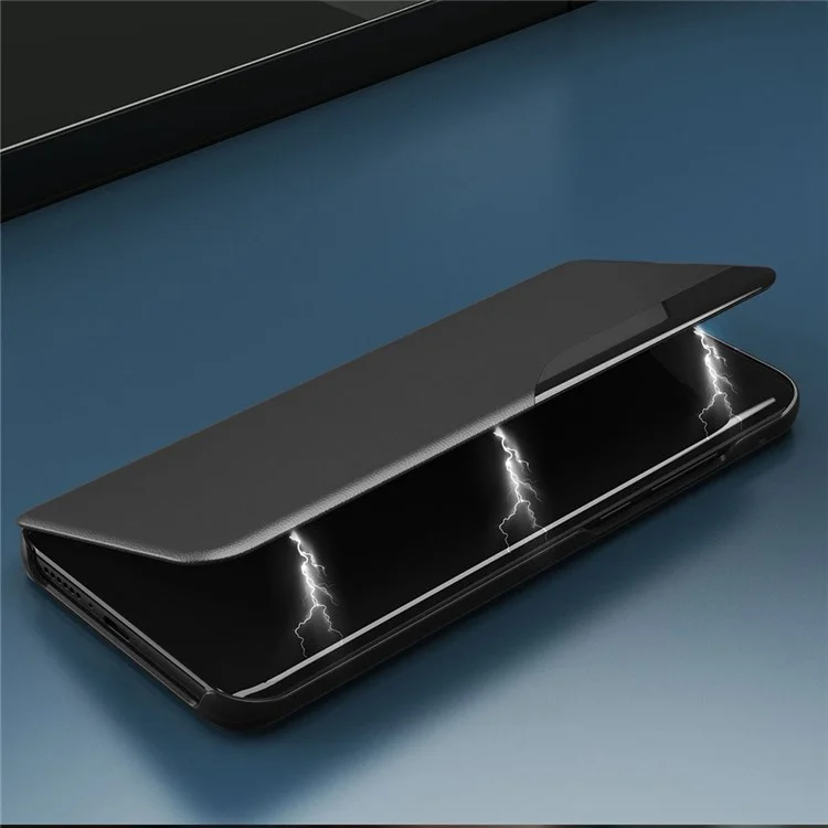 For iPhone 14 6.1 inch Clear View Window Leather Flip Phone Case Stand Anti-scratch Protective Phone Cover - Black