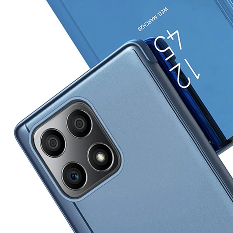 For Honor X8 4G / X30i Drop Resistant Foldable Stand Design PU Leather Case View Window Electroplate Mirror Phone Shell - Gold