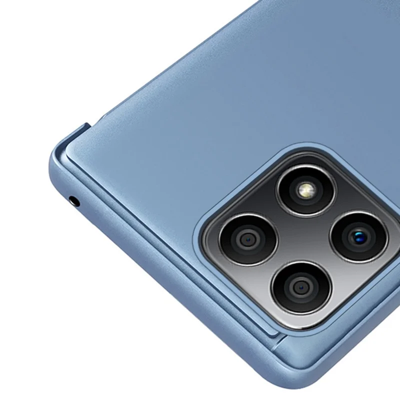 For Honor X8 4G / X30i Drop Resistant Foldable Stand Design PU Leather Case View Window Electroplate Mirror Phone Shell - Gold