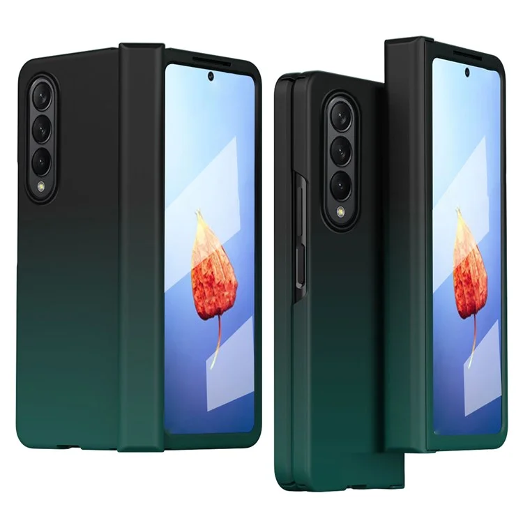 Per Samsung Galaxy Z Fold4 5G Protezione Della Cerniera Coperchio Telefonico Per PC Per lo Shock Con Protezione a Schermo di Vetro Temperato - Midnight Green